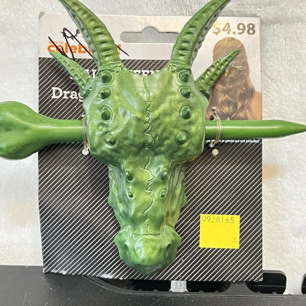 Dragon Head Scale Hair Cage Pin Cosplay Costume Accessories Green